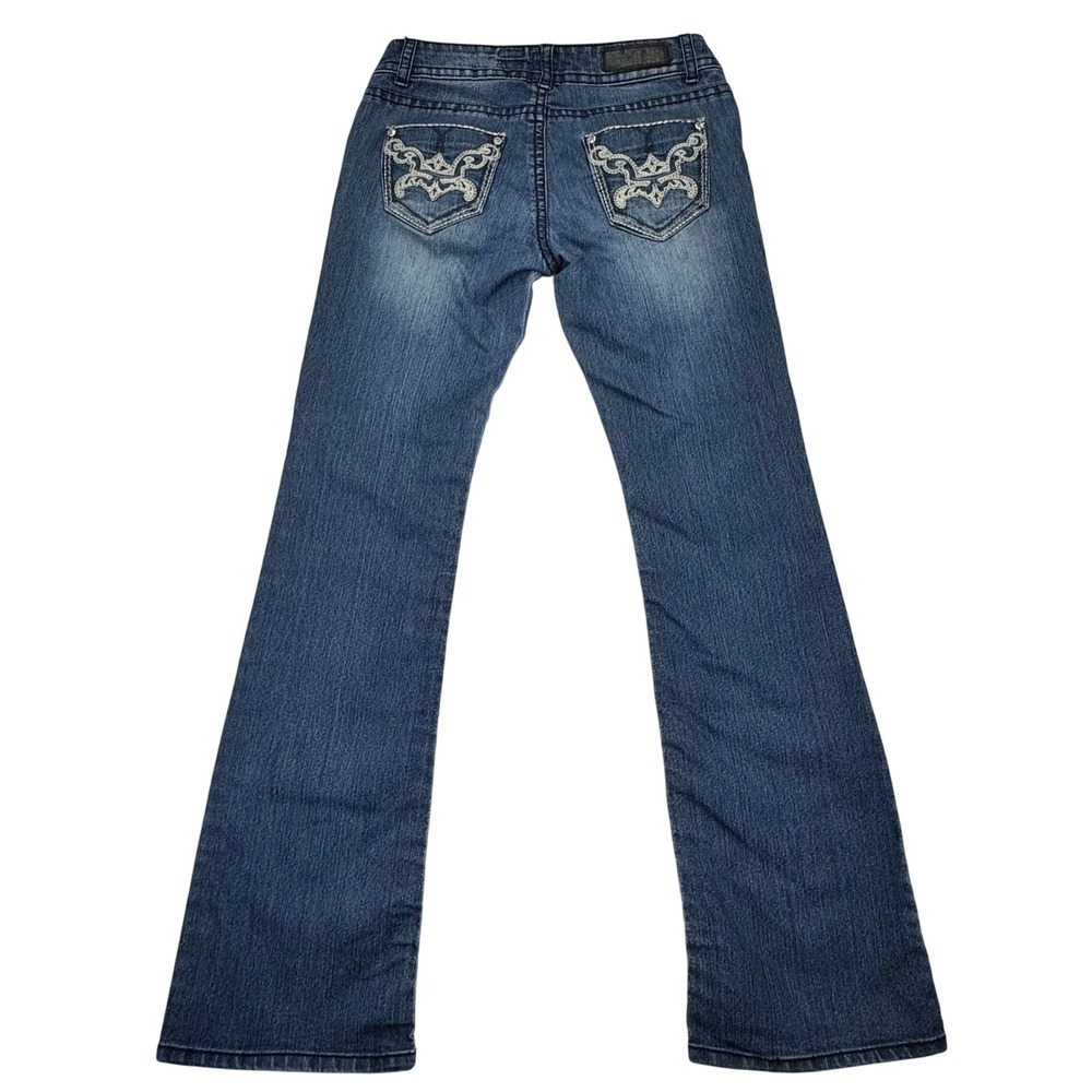 Rivet & Blues Skinny Boot Jeans 27x33 Medium Wash Rhinestone Embroidered Blue